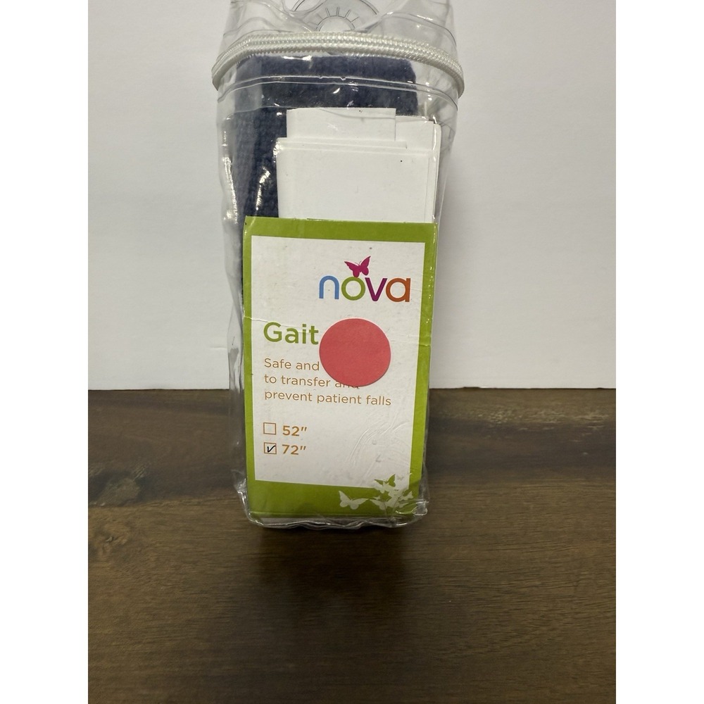 Nova Gait Belt 72" Blue Plastic Buckle NEW Clear Soft Plastic Case
